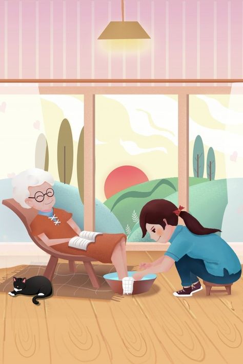 Old Age Home, Old Illustration, Meaningful Drawings, Illustration Background, Cartoon Wallpaper Iphone, Family Art, Old Age, Cute Images, Cartoon Wallpaper