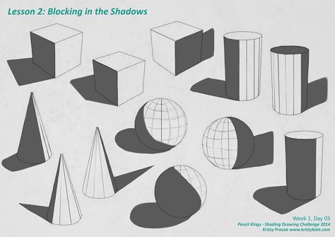 3d Shapes With Shadow, Shapes With Shadows, Painting With Shadows, Simple Shadow Drawing, Shapes And Shadows, How To Draw Shapes, Block In Drawing, Drawing Light And Shadow, Simple Shapes Drawing