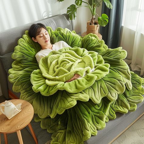 Introducing the Lettuce Leaf Blanket, a unique and whimsical addition to your home decor. This cozy blanket is designed to resemble a lush, vibrant lettuce leaf, with intricate detailing that mimics the natural curves and texture of real foliage. Made from ultra-soft, high-quality materials, the Lettuce Leaf Blanket provides warmth and comfort while adding a playful touch to any room. Perfect for garden enthusiasts, vegetable lovers, or anyone who appreciates quirky, nature-inspired design, t... Giant Leaf Blanket, Leaf Blanket, Dream Bedroom Inspiration, Lettuce Leaves, Nature Inspired Design, Natural Curves, Dream Bedroom, Cozy Blankets, Bedroom Inspirations