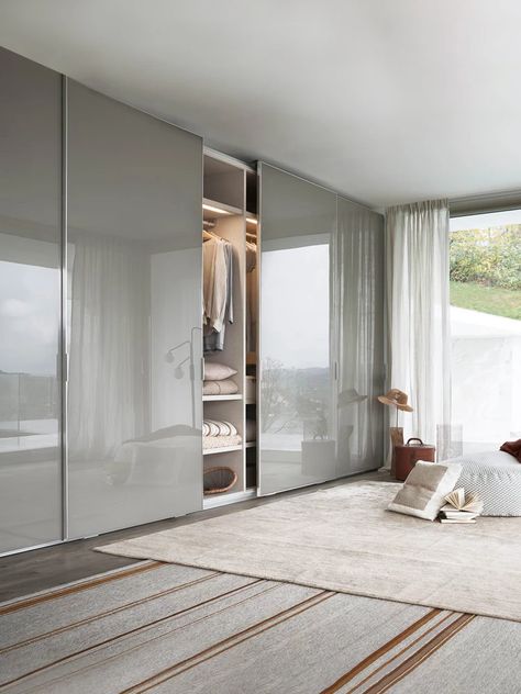 Simple modern solid color integrated wardrobe sliding door customization bedroom cloakroom wardrobe furniture customization|Wardrobes| - AliExpress Mirrored Wardrobe Doors, Sliding Mirror Closet Doors, Sliding Door Wardrobe Designs, Glass Wardrobe, Bedroom Cupboards, Wardrobe Door Designs, Modern Closet, Build A Closet, Sliding Closet Doors