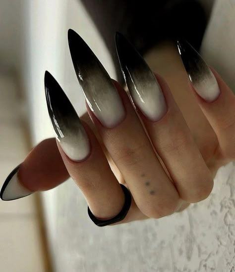 Gothic Ombre Nails, God Of Chaos, Pretty Poison, Name In Japanese, Horror Nails, Darker Skin Tones, Black Stiletto Nails, Witch Nails, Witchy Nails