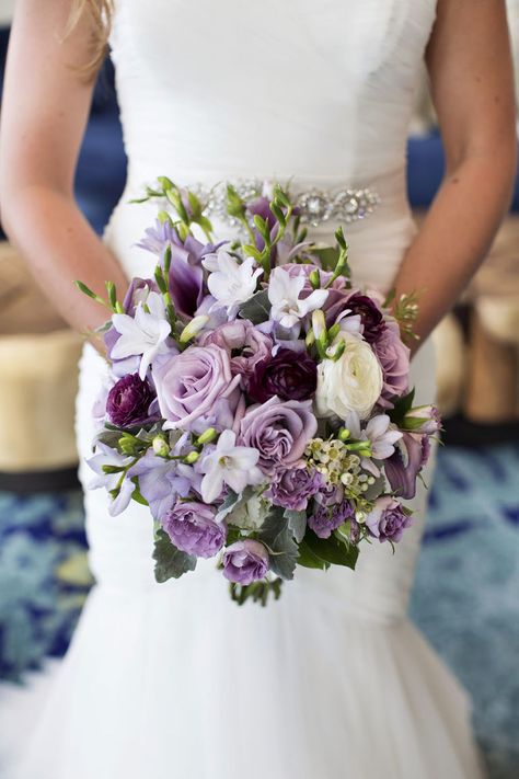 Lavender Beach Wedding, Purple Roses Wedding, Formal Flowers, Lavender Beach, Beach Wedding Purple, Beach Wedding Bouquet, Lavender Wedding Bouquet, Clearwater Beach Wedding, White Rose Wedding Bouquet