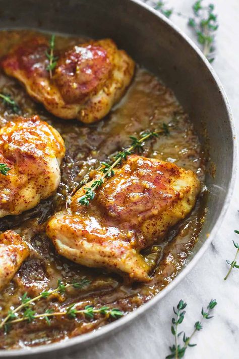 Maple Mustard Glazed Chicken | Creme De La Crumb Maple Chicken Recipes, Mustard Glazed Chicken, Maple Dijon Chicken, Maple Mustard Chicken, Maple Glazed Chicken, Mustard Chicken Thighs, Maple Chicken, Dijon Chicken, Easy Skillet Meals