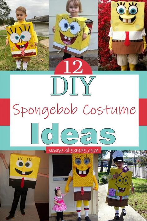 Diy Spongebob Costume, Spongebob Costume Ideas, Crochet Spongebob, Spongebob And Patrick Costumes, Diy Spongebob, Diy Minion Costume, Under The Sea Costumes, Spongebob Halloween, Spongebob Costume