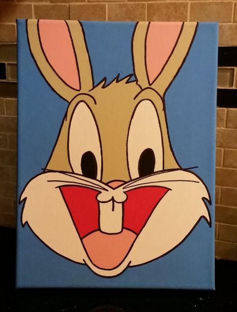 What's Up Doc, Disney Canvas Art, Disney Canvas, Disney Paintings, Bunny Painting, Simple Canvas Paintings, Cute Canvas Paintings, Easy Canvas Art, Canvas Drawings