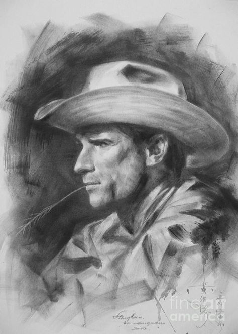 original-drawing-sketch-charcoal-chalk-man-portrait-of-cowboy-art-pencil-on-paper-by-hongtao-hongtao--huang Chalk Pencil, Western Artwork, Cowboy Art, Doodle Illustration, Art Pencil, Pencil Portrait, Male Portrait, Drawing Videos, Gay Art