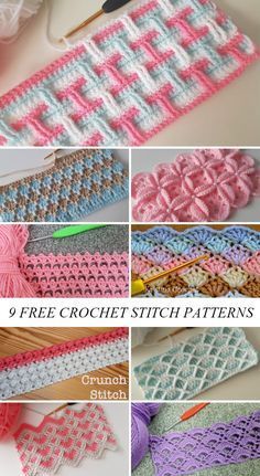 Free Crochet Stitch Patterns, Corak Krusye, Crochet Stitch Patterns, Crochet Stitches For Blankets, Crochet Stitches Free, Easy Crochet Stitches, Mode Crochet, Crochet Stitches Video, Crochet Lessons