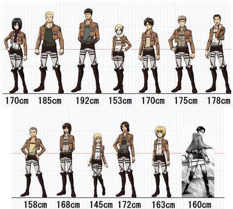 Shingeki no Kyojin- Height Measurement by Sushi4love Height Difference Chart, Height Measurement Chart, Shingeki No Kyojin Cosplay, Attack On Titan 2, Height Measurement, Hxh Characters, Aot Characters, Survey Corps, Attack On Titan Funny