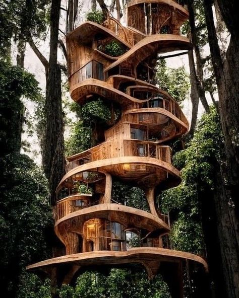 Luxury Tree Houses, Beautiful Tree Houses, Tree House Plans, Magical House, Fairytale House, Cool Tree Houses, Tree House Designs, Unusual Homes, Tree Houses