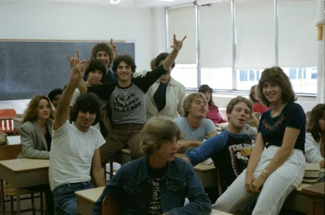 80s school classroom...this could have easily been my school 80s High School Pictures, High School Athlete Aesthetic, Italian High School Aesthetic, American High School Aesthetic Classroom, Italian School Aesthetic, 2000 High School, Real 80s Photos, Highschool Aesthetic Classroom, 70s Classroom