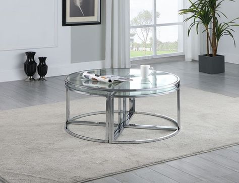 Chintaly Imports Ariel Modern 5pc Nesting Cocktail Table Set Glass Cocktail Tables, Square Cocktail Table, Glass Tables, Modern Farmhouse Bathroom Rug, Living Room Table Sets, Table Making, Entertainment Furniture, Dot Dot, Lexington Furniture