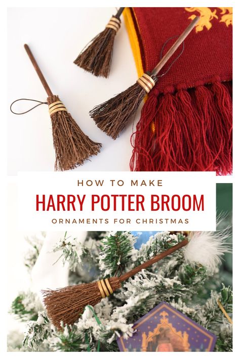 Diy Ornaments Harry Potter, Homemade Harry Potter Ornaments, Harry Potter Christmas Tree Diy Ornaments Ideas, Harry Potter Diy Christmas Ornaments, Harry Potter Diy Christmas Decorations, Diy Harry Potter Christmas Decor, Harry Potter Gnome Diy, Harry Potter Wreath Diy, Diy Harry Potter Broom