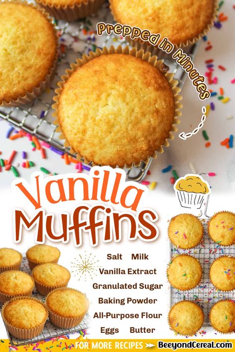 French Vanilla Muffins, Vanilla Muffins Recipe Easy, Vanilla Muffins Recipe, Mom Breakfast, Vanilla Muffins, Easy Baking Recipes Desserts, Make Ahead Meals, Easy Baking Recipes, French Vanilla