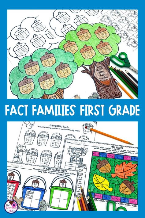 I love using fact families in my classroom to help students solidify their understanding of related facts! Are you looking for some ideas for how to teach fact families in your classroom? You'll need to check out this blog post for some fact family activities. It's never too early to start showing kindergarten and first grade students related facts and part part whole! Read the blog post now by clicking through the pin! Fact Families First Grade, Fact Family Activities, Fact Families Activities, Fall Facts, Fact Family Worksheet, Master Addition, Addition And Subtraction Facts, Part Part Whole, Number Sense Activities