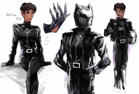 Catwoman Suit Concept, Cat Woman Genderbend, Cat Hero Costume Design, Cat Woman Character Design, Cat Themed Superhero Suit, Cat Woman Redesign, Catwoman Suit Design, Cat Superhero Character Design, Cat Hero Costume