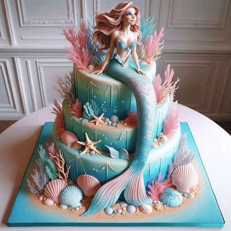 Underwater Birthday Cake, Unique Birthday Cake Ideas, Unique Birthday Cake, Fairy Birthday Cake, Cake Designs For Girl, Purple Cakes Birthday, 10 Birthday Cake, Mermaid Birthday Cakes, Unique Birthday Cakes