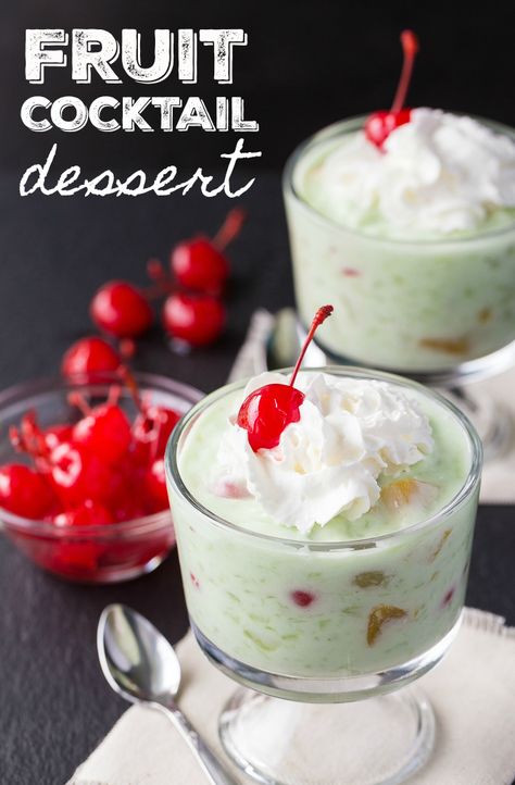 Fruit Cocktail Dessert - Creamy, sweet and full of yummy fruit flavour! Fruit Cocktail Dessert, Fruit Cocktail Recipes, Fruit Cocktail Salad, Recipes With Cream Cheese, Recipes With Fruit Cocktail, Cherries Salad, Yummy Fruit, Easy Easter Desserts, Fruit Cocktail