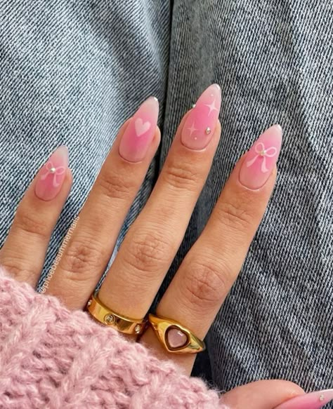 Nail Aesthetic, Light Pink Nails, Punk Nails, Airbrush Nails, Cute Spring Nails, Nagel Tips, Smink Inspiration, Blush Nails, Almond Nails Designs