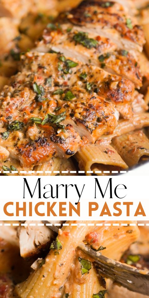 Sundried Chicken Pasta, Yummy Fall Dinners, Marry Me Chicken Bowl, Marry Me Chicken Recipe Pasta, Marry Chicken Pasta, Marry Me Chicken Pasta Healthy, Chicken Tomato Paste Recipe, Pasta Dish With Chicken, Marry Me Dinner Recipes