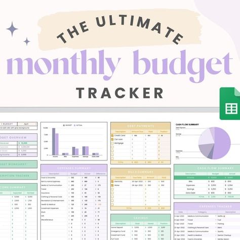 Monthly Budget Spreadsheet Template for Google Sheets Budget - Etsy Budget Spreadsheet Template, Monthly Budget Spreadsheet, Budget Tracking, Printable Budget, Money Budget, Paycheck Budget, Budget Planner Template, Monthly Budget Template, Budget Planner Printable