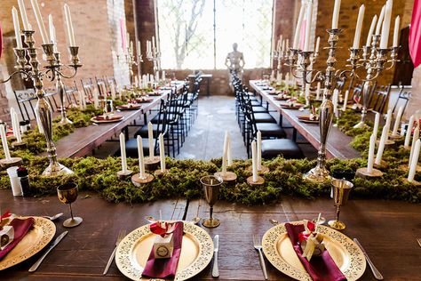 A stunning Medieval Themed Wedding in South Africa Medieval Wedding Theme Receptions, Fantasy Wedding Table Decor, Viking Themed Wedding Decor, Celtic Themed Wedding, Medieval Wedding Theme Decor, Dragon Themed Wedding, Celtic Wedding Decorations, Medieval Party Decorations, Medieval Theme Party