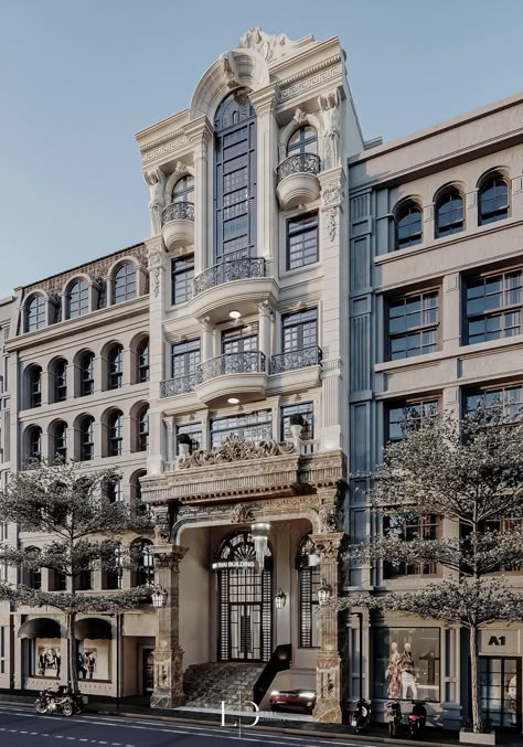 Nyc Penthouse Exterior, Penthouse Exterior, Classic Elevation, Nyc Penthouse, Classic Facade, Hotel Exterior, Neoclassical Architecture, Architecture Building Design, Hotel Project