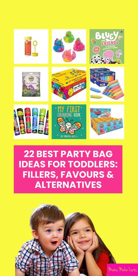 Cheap Goodie Bags For Kids Party, One Year Old Goodie Bags Party Favors, Kids Party Gift Bag Ideas, Cheap Party Bags For Festivals, Colorful Cheap Party Bags, Plastic Free Party Bags Kids, Party Bag Alternative, Party Bag Ideas, Toddler Party Favors