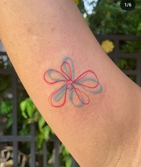 Primary Colors Tattoo, Fine Line Colour Tattoo, Simple Colour Tattoo, Colored Line Tattoo, Simple Colored Tattoos, Crayon Style Tattoo, Minimalist Colored Tattoo, Colorful Small Tattoos, Fine Line Color Tattoo