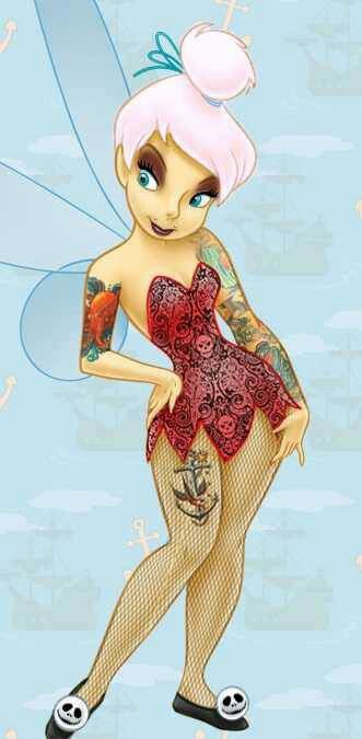 Bad tinkerbell Gothic Disney, Emo Disney, Tinker Bell Tattoo, Princes Disney, Goth Disney Princesses, Tinkerbell Pictures, Goth Disney, Disney Punk, Punk Disney Princesses