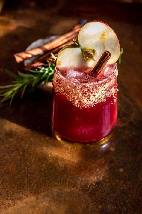 Fireside Cranberry Cider Margarita | halfbakedharvest.com Cinnamon Maple Whiskey Sour, Maple Whiskey Sour, Thanksgiving Cider, Cider Margarita, Cranberry Cider, Whiskey Sour Recipe, Maple Whiskey, Cocktails And Mocktails, Cranberry Cocktail