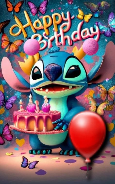 Funny Birthday Sayings, Happy Birthday Post, Birthday Stitch, Birthday Sayings, Stitch Drawings, Happy Birthday Background, Lilo And Stitch Characters, Birthday Wishes Pics, Lilo And Stitch Quotes