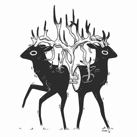 Miranda Zimmerman, Arte Sketchbook, Arte Inspo, Creepy Art, Creature Design, Horror Art, Creature Art, Antlers, Dark Art