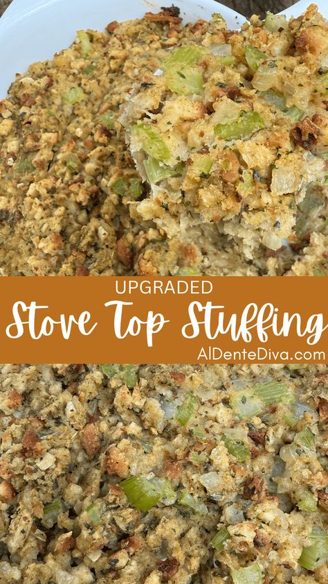 Upgraded Stove Top Stuffing Gluten Free Stove Top Stuffing, Homemade Stovetop Stuffing Recipes, Sausage Stuffing Stovetop, Making Stove Top Stuffing Better, Upgraded Stove Top Stuffing, How To Jazz Up Stove Top Stuffing, Elevated Stove Top Stuffing, Dress Up Stove Top Stuffing, Copycat Stovetop Stuffing Recipe