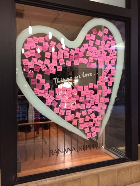 What do you love this Valentine’s Day?!   “Things We... Salon Window Display, Valentines Window Display, Gift Shop Displays, Window Display Retail, Decoration Vitrine, Window Display Ideas, Store Window Display, Store Window Displays, Window Display Design