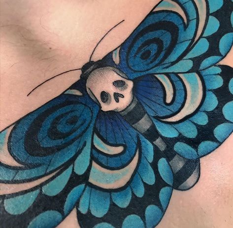 Colour Moth Tattoo, Blue Moth Tattoo, Black And Blue Butterfly Tattoo, Lunar Moth Tattoo, Luna Moth Tattoo, Moth Artwork, Types Of Moths, Moth Drawing, Blue Butterfly Tattoo