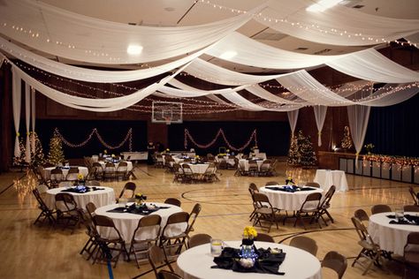 Gym Wedding Reception, Wedding Venues Church, Venue Design, Winter Carnival, Party Lights Indoor, Wedding Reception Ideas, Lds Wedding, Diy Event, School Event