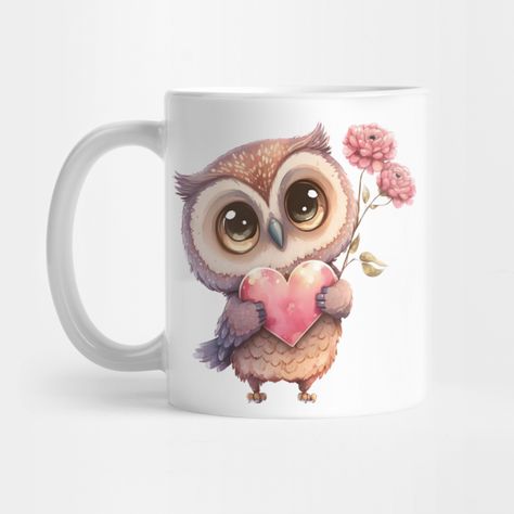 Holding Heart, Owl Gifts, Valentine Coloring, Valentines Design, Valentine T Shirts, Romantic Valentine, Cute Owl, Case Stickers, Kids Magnets