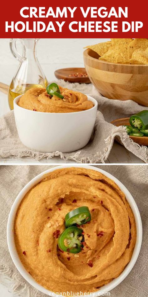 Creamy vegan cheese dip holiday party appetizer, finger food, and snack for Christmas. Vegan Cheese Dip Easy, Snacks For A Crowd, Vegan Cheese Dip, Party Charcuterie Board, Vegan Dip Recipes, Vegan Refried Beans, Vegan Spinach Artichoke Dip, Christmas Finger Foods, Easy Christmas Party