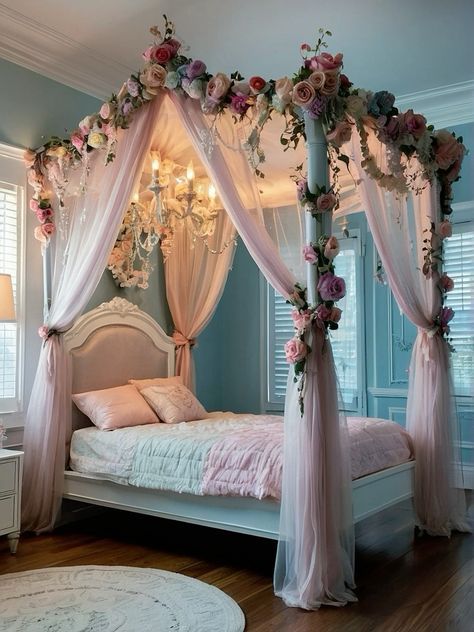 Princess Bedframes, Fairy Bed Frame, Bed Frames Aesthetic, Frames Aesthetic, Aesthetic Bedrooms, Princess Bedrooms, Green Room Decor, Bed Nook, Fall Bedroom Ideas