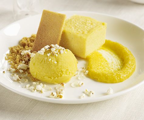 #Corn can be a dessert too! Polenta custard, corn sorbet, corn milk, cornbread tuile. Courtesy of Uchiko Summer Menu Ideas, Plated Dessert Ideas, White Chocolate Caramel, Fine Dining Desserts, Plated Dessert, Plating Ideas, Summer Menu, Southern Cuisine, Chocolate Powder