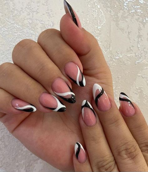 Simple Nail Art Ideas, Ballerina Acrylic Nails, Stylish Nail Art, Black And White Nails, Simple Nail Art, Stiletto Nails Designs, Work Nails, Soft Nails, Simple Nail