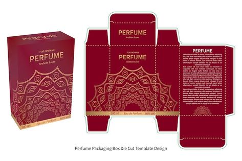 Vector perfume packaging box die cut tem... | Premium Vector #Freepik #vector #carton-design #box #perfume-box #cardboard-mockup Die Cut Box Packaging, Perfume Aesthetic Packaging, Box Perfume Design, Perfumes Packaging Design, Perfume Box Design Ideas, Perfume Design Package, Perfume Box Design Packaging, Perfume Package Design, Perfume Packaging Design Boxes