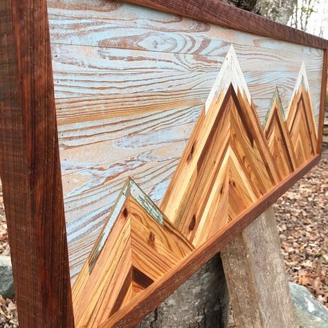 Lath Art, Cottage Office, Mountain Wood Art, Woodworking Projects Furniture, Mountain Pictures, Picture Wall Art, Vbs 2024, Reclaimed Wood Wall Art, Reclaimed Wood Art