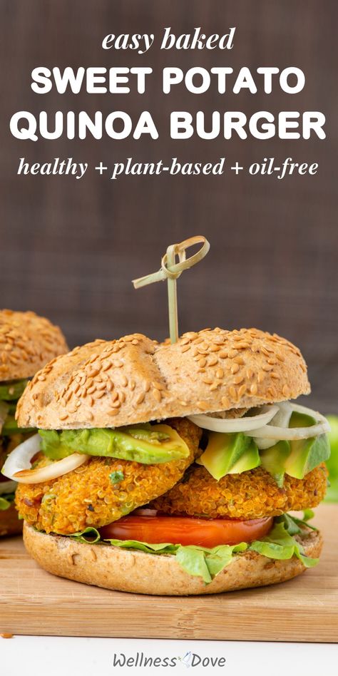 Veggie Burger Recipe Easy, Quinoa Burgers Vegan, Sweet Potato Vegan, Easy Veggie Burger, Quinoa Burger Recipe, Easy Homemade Burgers, Homemade Burger Recipe, Sweet Potato Quinoa, Quinoa Burger