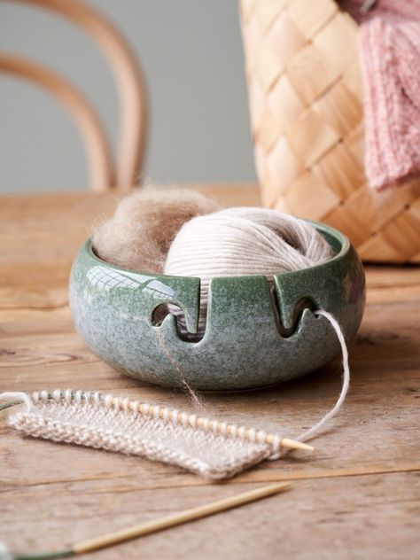 Yarn Bowls Pottery, Diy Keramik, Knitting Bowl, Ceramic Yarn Bowl, Yarn Bowls, Pottery Painting Designs, Keramik Design, Dusty Green, Diy Ceramic