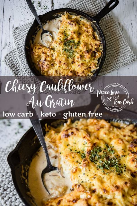 Low Carb Steak Sides, Keto Side Dishes For Steak, Low Carb Sides For Steak, Keto Sides For Steak, Primal Lifestyle, Cauliflower Au Gratin, Keto Veggies, Peace Love And Low Carb, Au Gratin Recipes