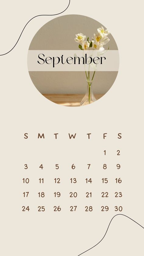 Aesthetic September month calendar wallpaper September Aesthetic Calendar, September Calendar Wallpaper, Striped Wallpaper Background, Love Life Tattoo, Waves Wallpaper Iphone, September Wallpaper, September Calendar, Kpop Iphone Wallpaper, Calendar Pictures