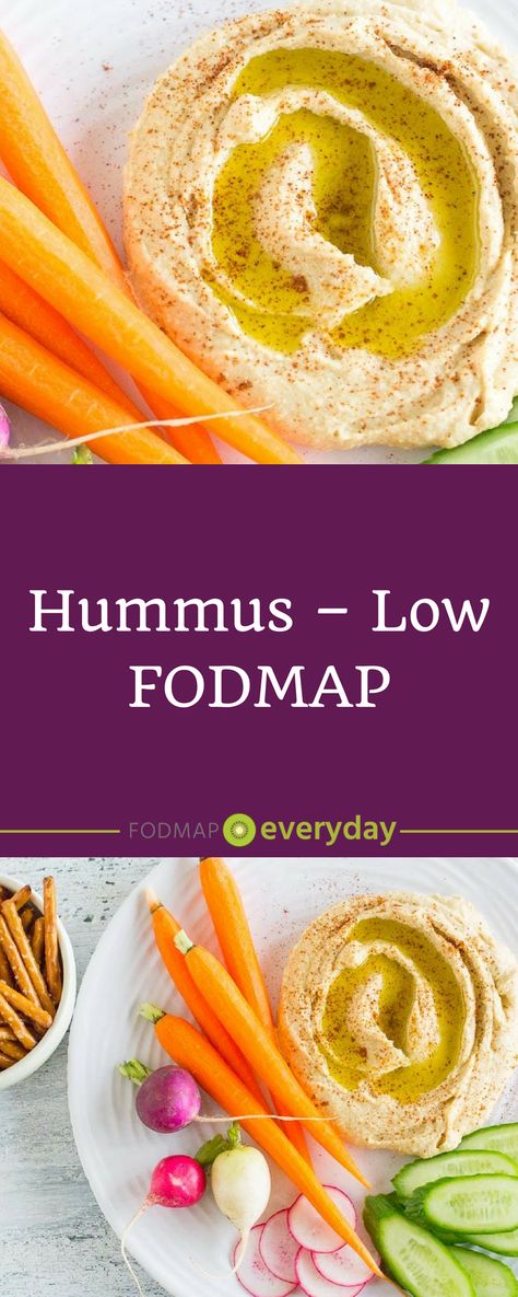 Is Hummus Low FODMAP? Yes, in small amounts. This rich and creamy chickpea based dip is enlivened with lemon juice, cumin, garlic-infused olive oil and tahini. Up to 1/4 cup (42 g) of canned and drained chickpeas are allowed. #hummus #recipe #summerrecipe #lowFODMAP #FODMAPdiet #FODMAPeveryday #dairyfree #vegan #glutenfree Low Fodmap Hummus Recipe, Low Fodmap Hummus, Low Fodmap Dip Recipes, Low Fodmap Crackers, Low Fodmap Dips, Vegan Low Fodmap Recipes, Fodmap Dips, Vegan Fodmap, Appetizer Thanksgiving