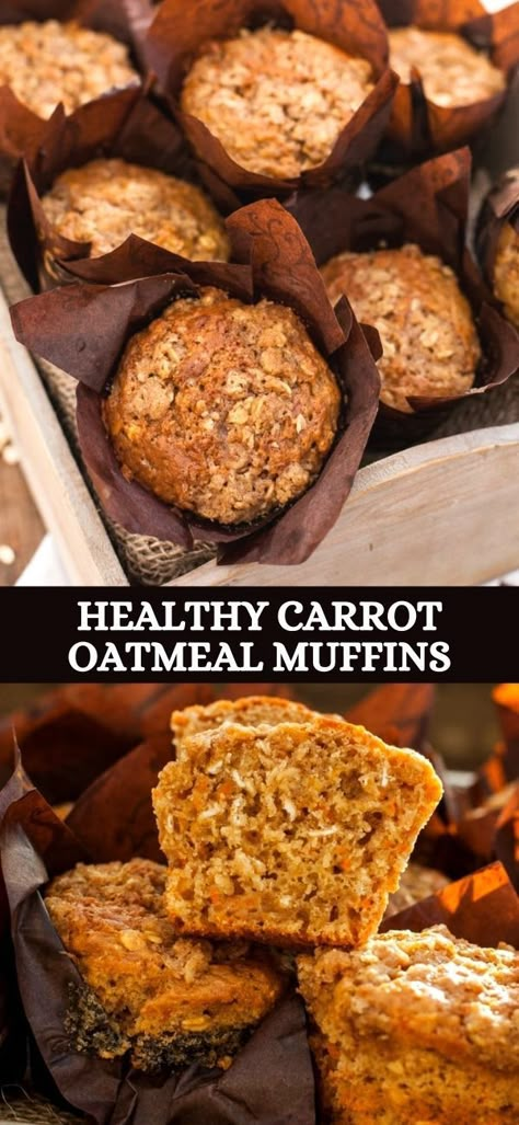 Carrot Oatmeal Muffins, Carrot Recipes Dessert, Carrot Oatmeal, Healthy Carrot Muffins, Carrot Muffin Recipe, Oatmeal Muffins Healthy, Muffins Healthy, Carrot Muffins, Oat Muffins