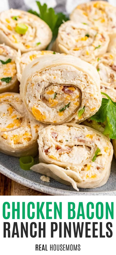 Chicken Bacon Ranch Pinwheels, Bacon Ranch Pinwheels, Chicken Bacon Cheese, Ranch Pinwheels, Appetizers Cold, Pinwheel Recipes, Easy Wrap, Chicken Bacon Ranch, Bacon Ranch